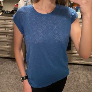 Blue Flower Pattern Short Sleeve